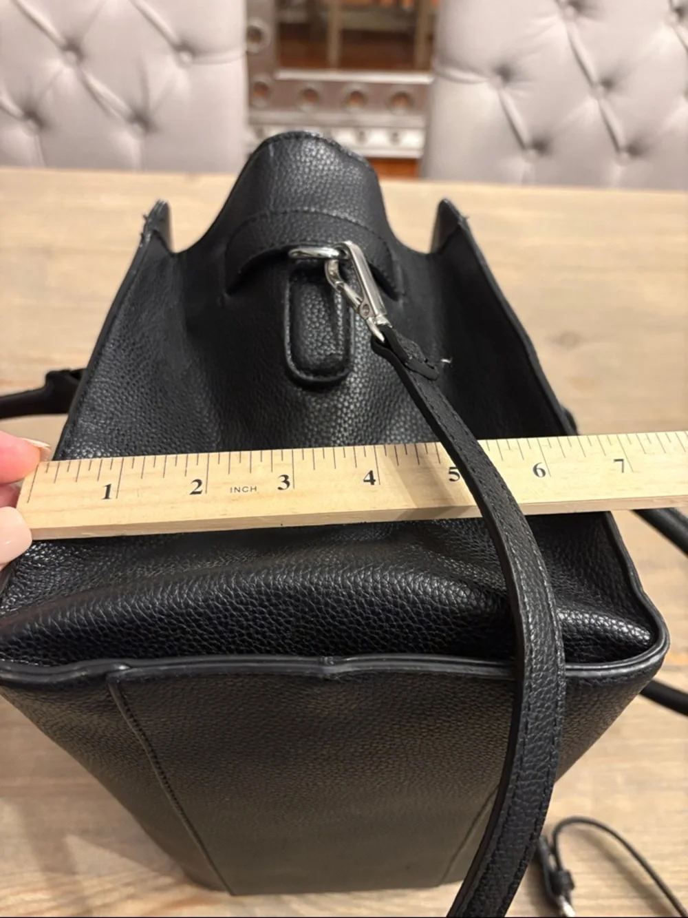 Dana Buchman Black Pebbled faux leather Satchel Silver Lock Crossbody Strap